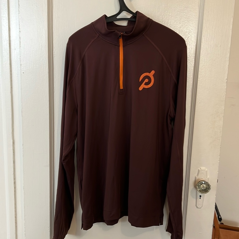 RHONE Brown Quarter-Zip Sweatshirt with Orange Accent